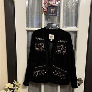 Vintage America  Blues Black Velvet Embellished Jacket